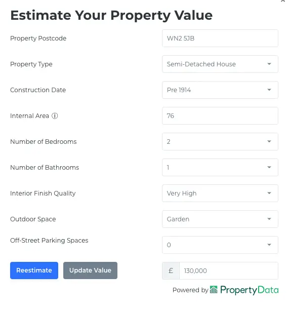 Lendlord's tool valuation of BRR property