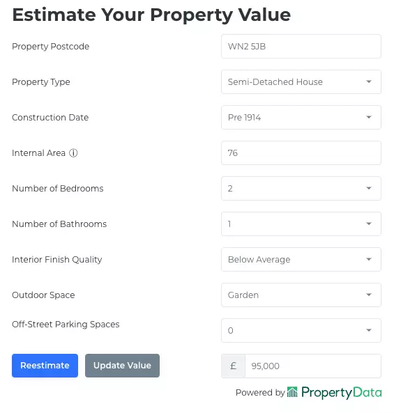Property value estimation for house in Wigan